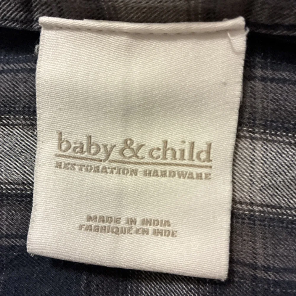Restoration Hardware Baby & Child Twin Size Sheet Set Navy Plaid Cotton 4 Piece